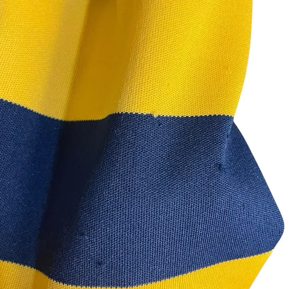 Verona Long Sleeve Knee Length Dress Women's 10 Yellow Blue Striped VTG Preppy